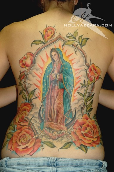 Holly Azzara - Virgin Mary with Roses Back piece